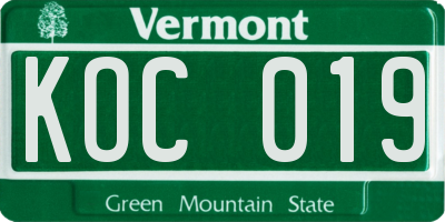 VT license plate KOC019