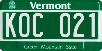 VT license plate KOC021