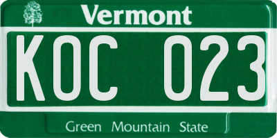 VT license plate KOC023