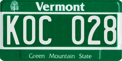 VT license plate KOC028