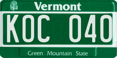 VT license plate KOC040