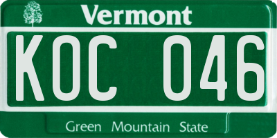 VT license plate KOC046