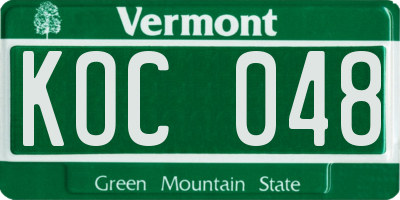 VT license plate KOC048