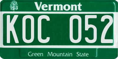VT license plate KOC052