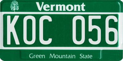 VT license plate KOC056