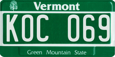 VT license plate KOC069