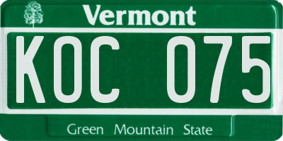 VT license plate KOC075