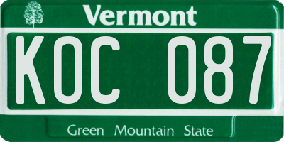 VT license plate KOC087