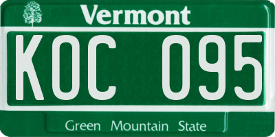 VT license plate KOC095