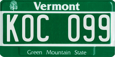 VT license plate KOC099