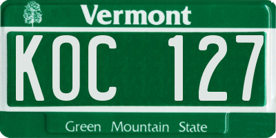 VT license plate KOC127