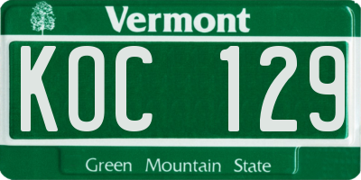 VT license plate KOC129
