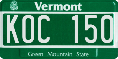 VT license plate KOC150