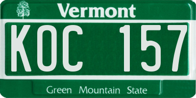 VT license plate KOC157