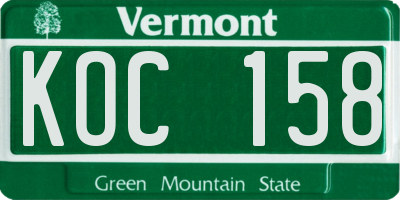 VT license plate KOC158