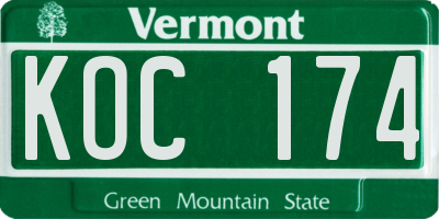 VT license plate KOC174