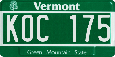 VT license plate KOC175