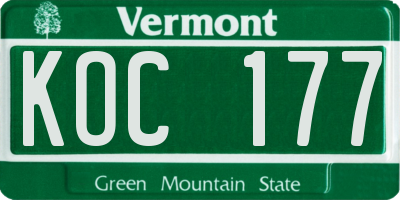 VT license plate KOC177