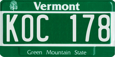 VT license plate KOC178