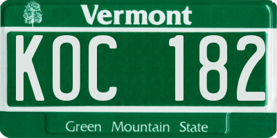 VT license plate KOC182