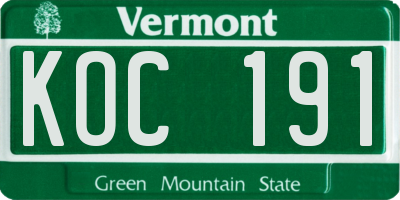 VT license plate KOC191