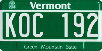 VT license plate KOC192