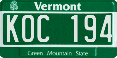 VT license plate KOC194