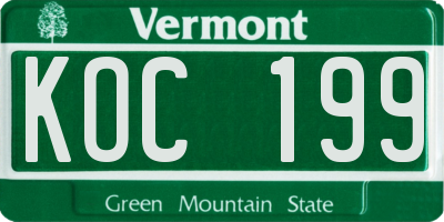 VT license plate KOC199