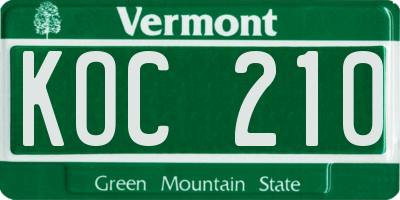 VT license plate KOC210