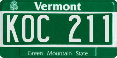 VT license plate KOC211