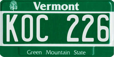 VT license plate KOC226