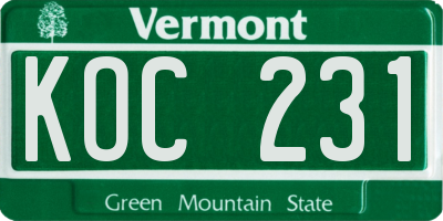VT license plate KOC231