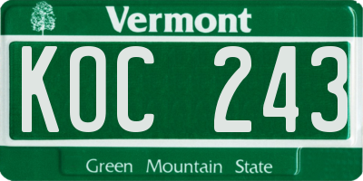 VT license plate KOC243