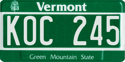 VT license plate KOC245