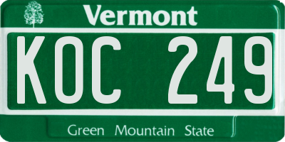 VT license plate KOC249