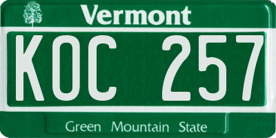VT license plate KOC257