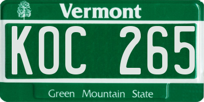 VT license plate KOC265