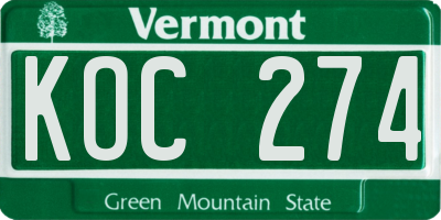 VT license plate KOC274