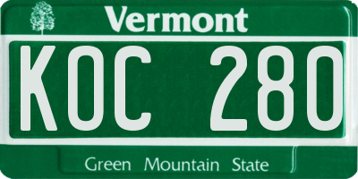 VT license plate KOC280