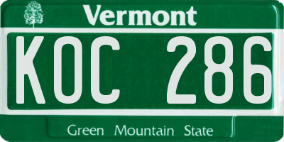 VT license plate KOC286