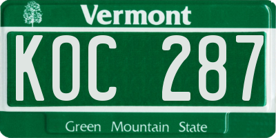 VT license plate KOC287