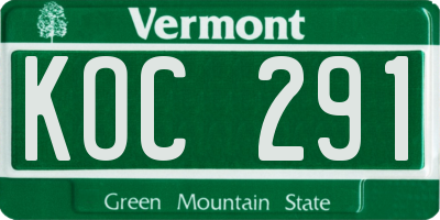 VT license plate KOC291
