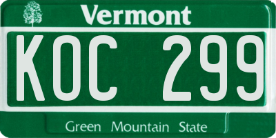 VT license plate KOC299