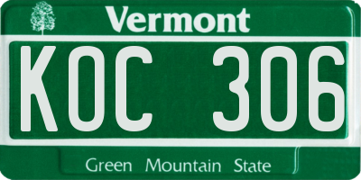 VT license plate KOC306
