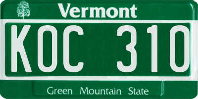 VT license plate KOC310
