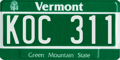 VT license plate KOC311