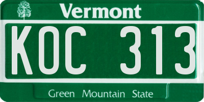 VT license plate KOC313