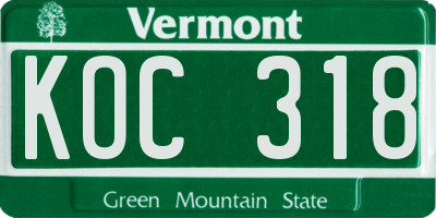 VT license plate KOC318