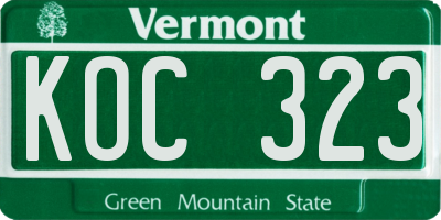 VT license plate KOC323