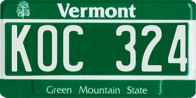 VT license plate KOC324